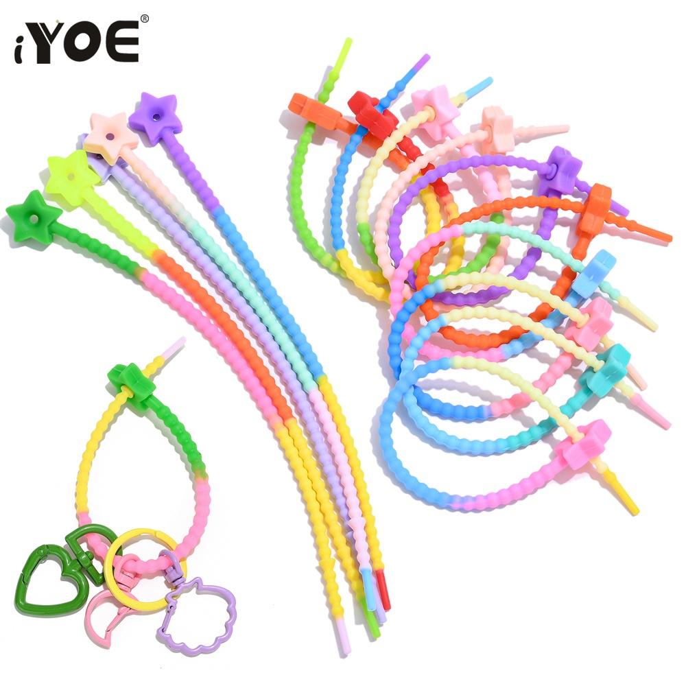 5pcs/Lot Rubber Gradient Bands Colorful Silicone Tie Star Bandage Tag ...