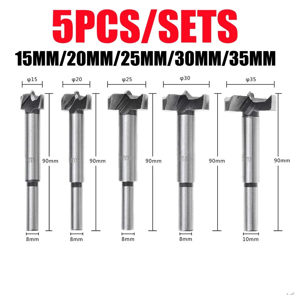 5PCS Drill Bits Woodworking Hole Saw Tungsten Carbide Wood Cutter Set ...