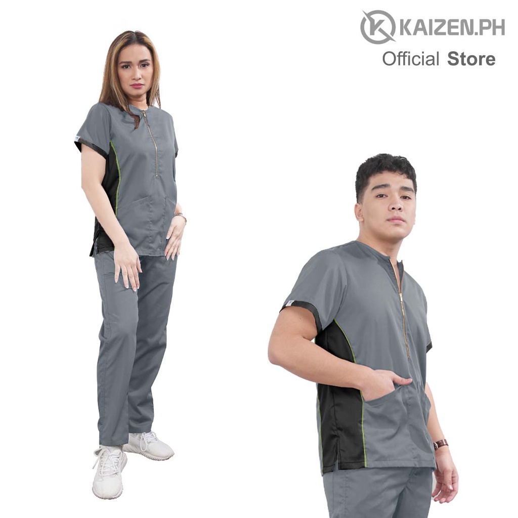 KAIZEN.PH Scrub Suit KSS-15 Tri-Color Half Metal Zipper Series | Shopee ...