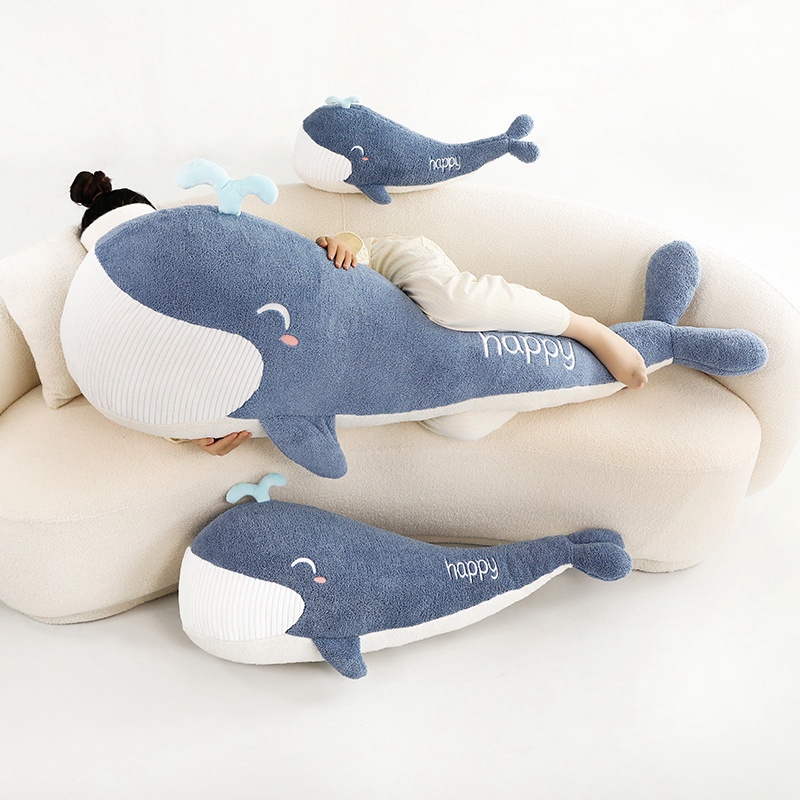 60-100cm Giant Size Fountain Sperm Whale Plush Toy Blue Sea Animals ...