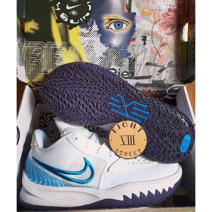 Kyrie 4 best sale white and blue