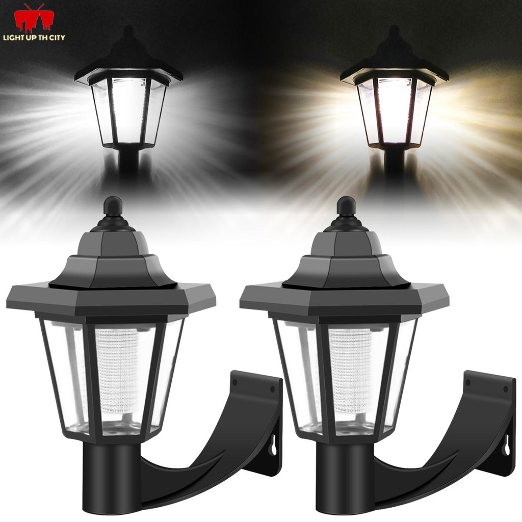 2Pcs Solar Wall Light Outdoor Solar Hexagonal Light IP44 Waterproof