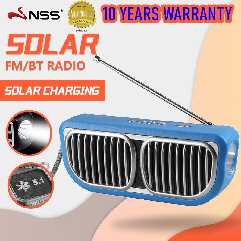NSS Rechargeable Solar Wireless Bluetooth Speaker with FM Radio / TWS/U ...