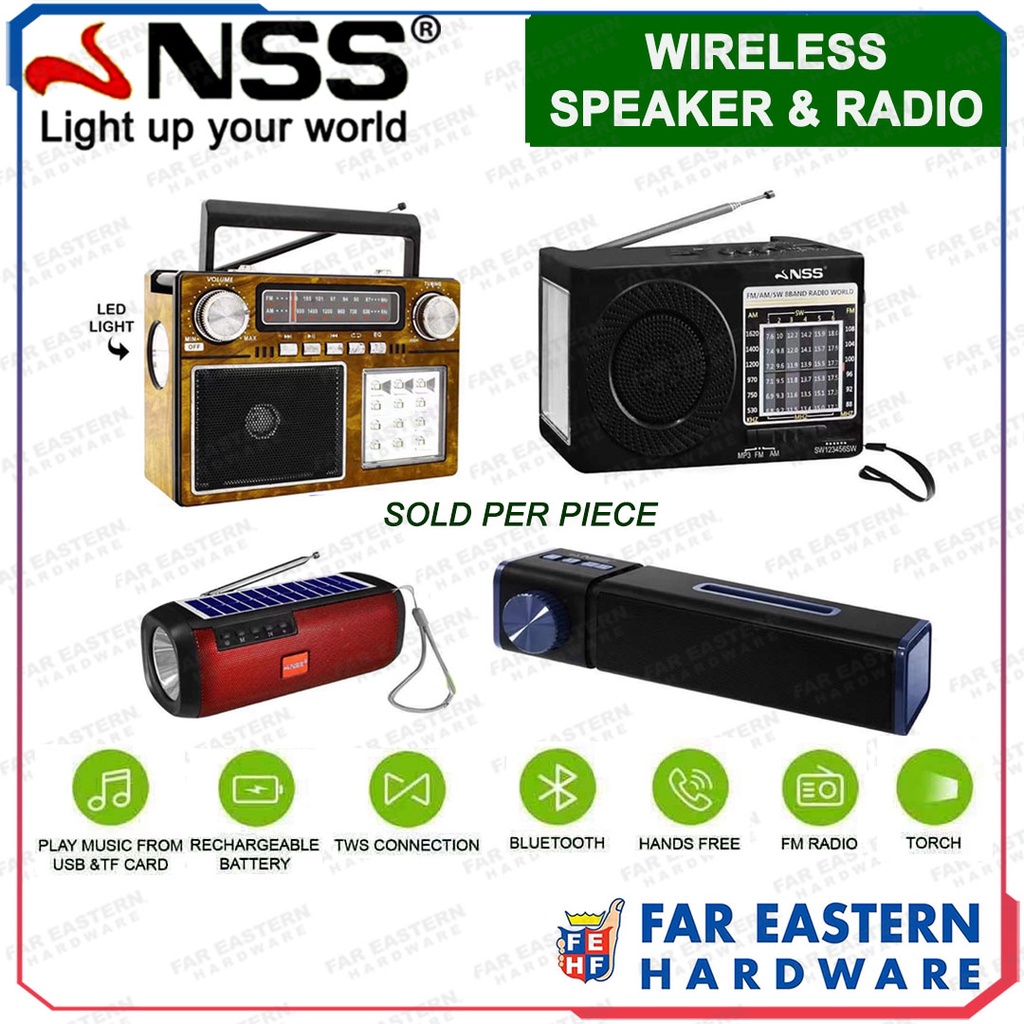 NSS Rechargeable Portable AM | FM Radio | Wireless Speaker w/ Bluetooth ...