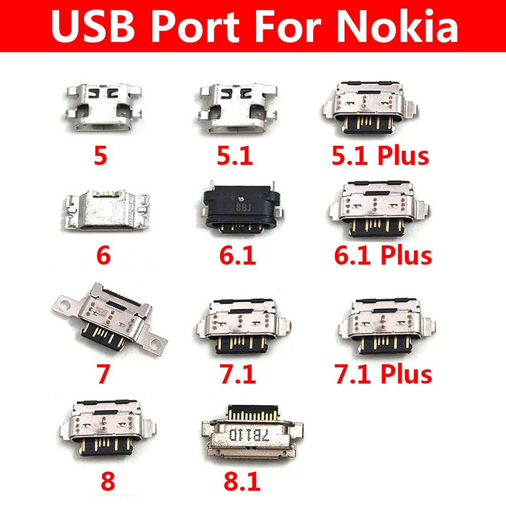 Micro USB Connector Charging Port Jack For Nokia 3 6 7 Plus 8 6.1 7.1 8 ...