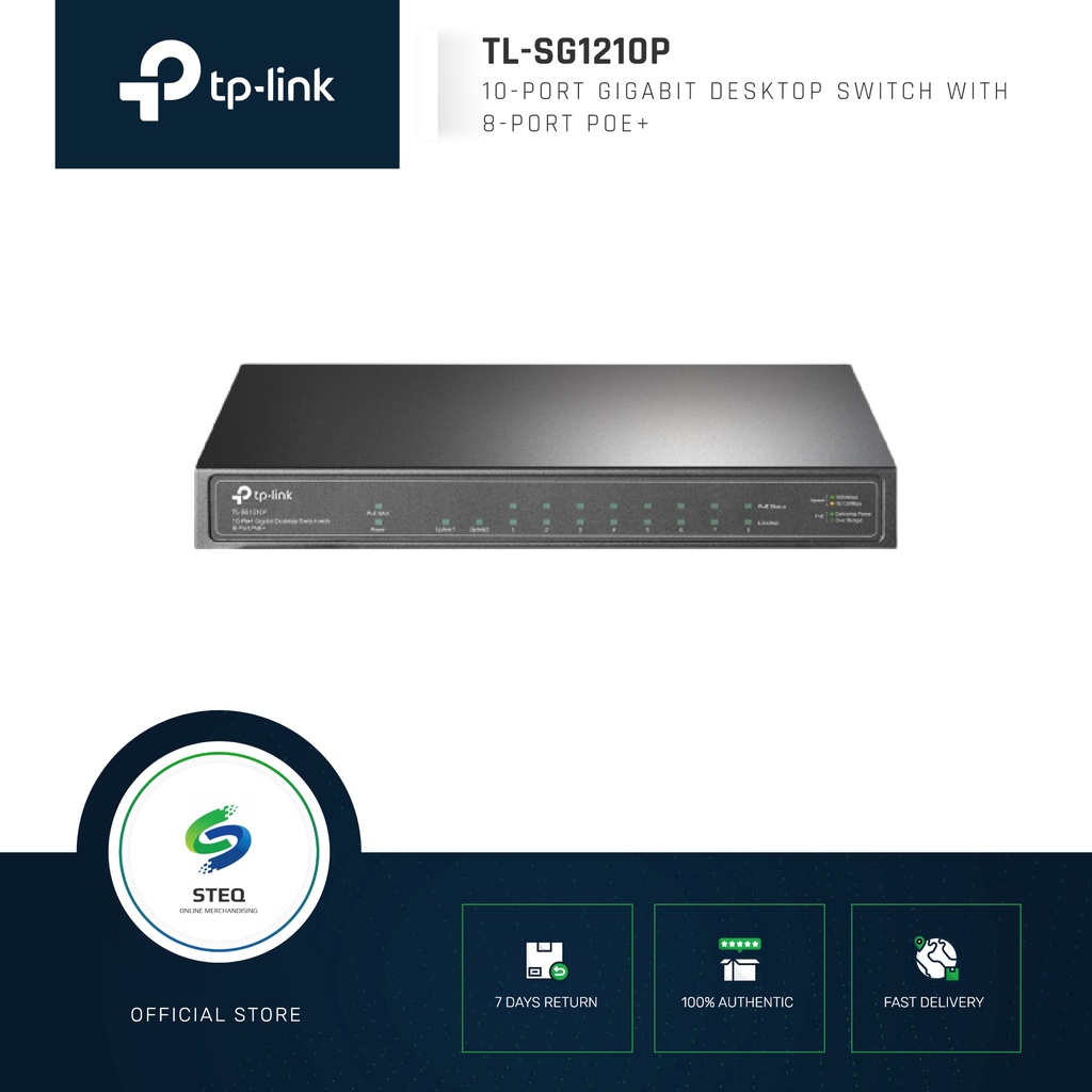 TL-SG1210P, 10-Port Gigabit Desktop Switch with 8-Port PoE+