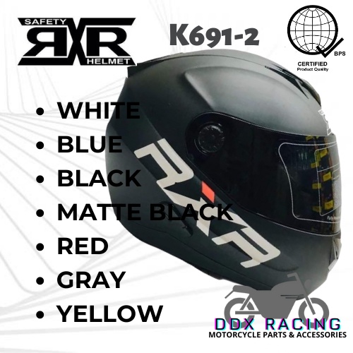 DDX RACING MOTORCYCLE RXR 691-2, 691-3, 691-6 FULL FACE HELMET WITH ICC ...