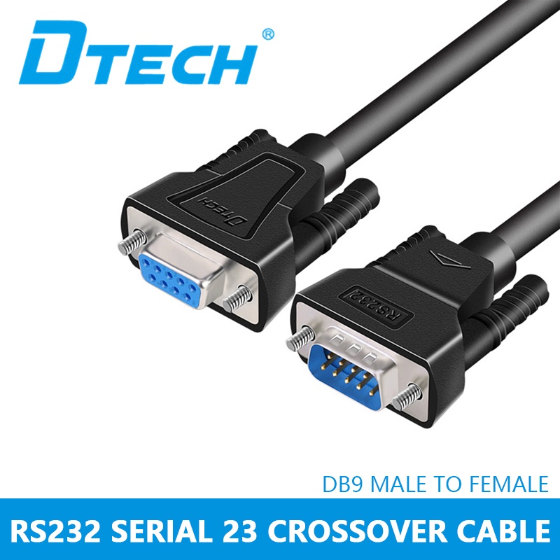 DTECH RS232 Serial Cable DB9 Male To Female Null Modem Cord Cross TX RX ...