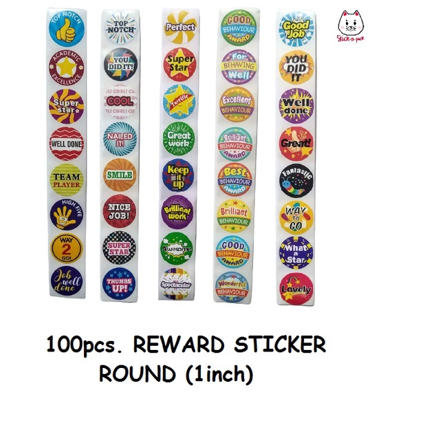 100pcs. GLOSSY REWARD STICKERS (1inch) | Shopee Philippines