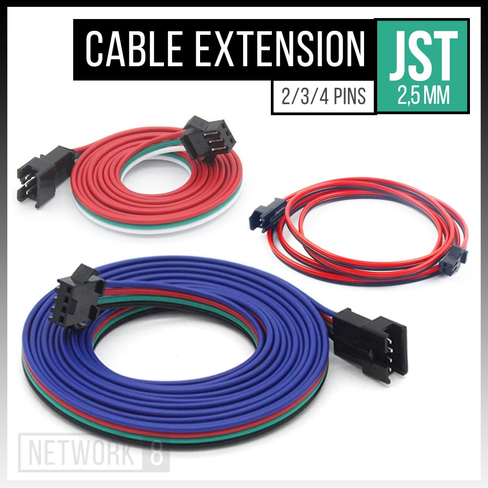 Jst EXTENSION Cable EXTENSION Long Connector LED STRIP 2 3 4 PIN PINS 1M 2M 3M 4M 5M 1 2 3 4 5M