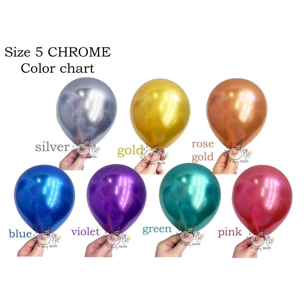 100 pieces Small Size 5” inches Chrome Super Metallic Rubber Latex ...