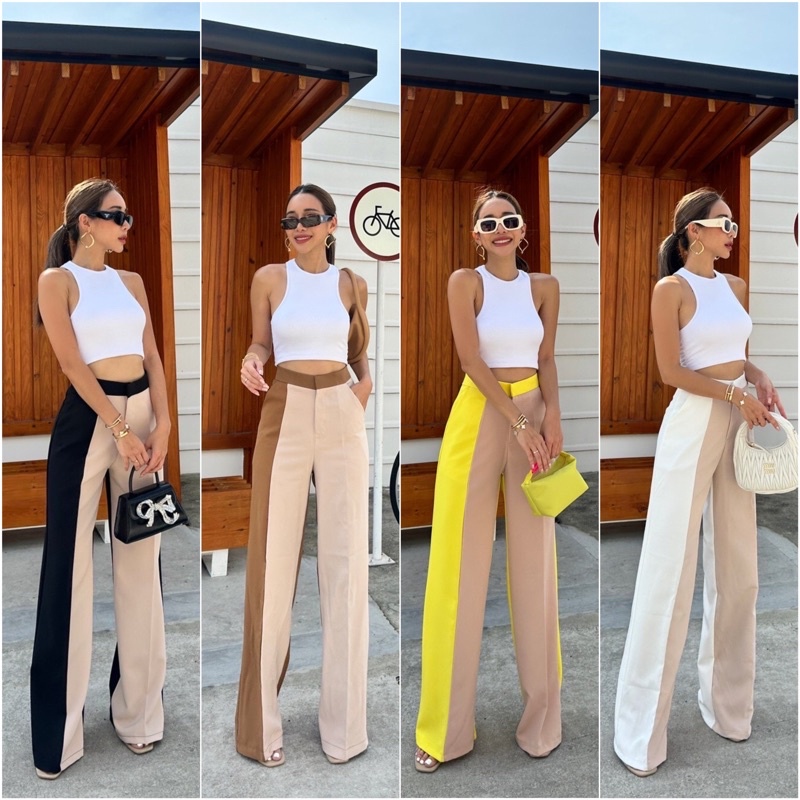 Promthong Two-Tone Straight-Leg Pants | Shopee Philippines