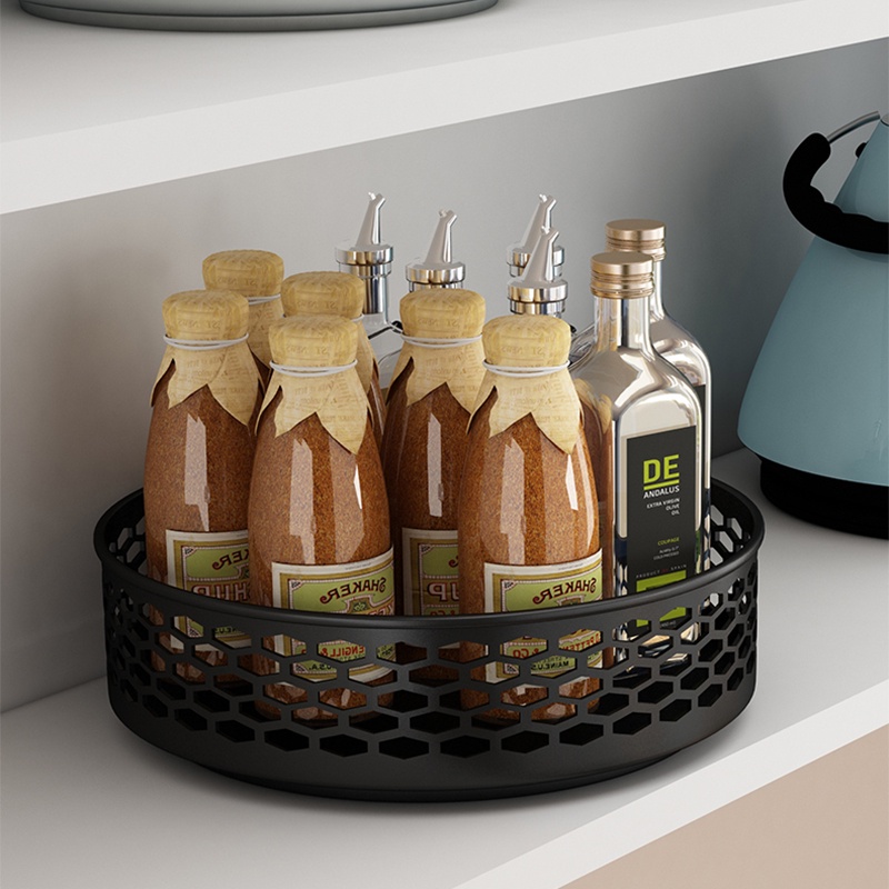 Seasoning rack Circle Rotating Utility Storage Shelf Basket Organizer ...