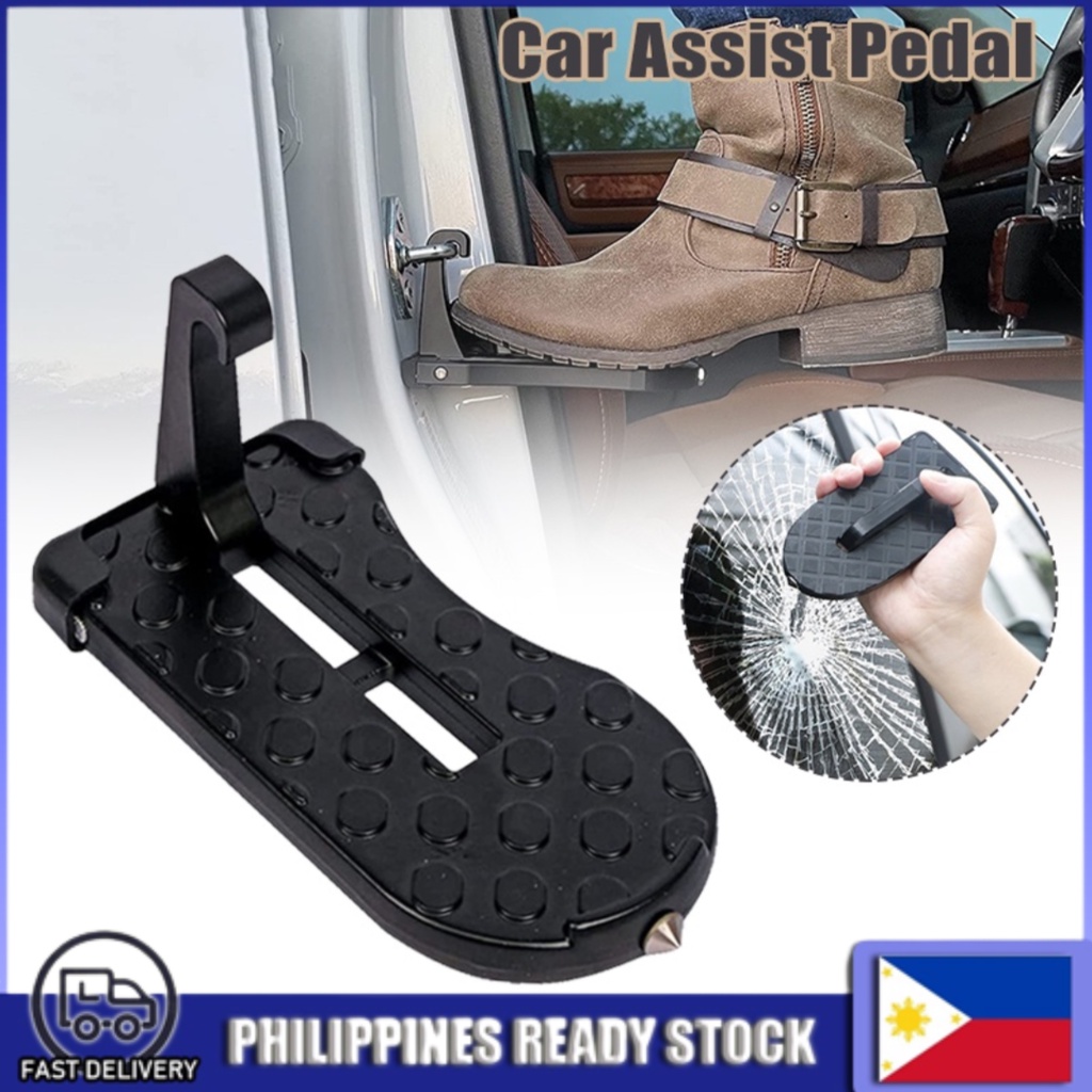 ANCLLO Marteau Sécurité Voiture - Porte Pied Porte Latch Multifonction Pliable Avec Brise Vitre - Noir