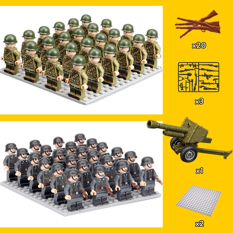 ۞48pcs Lego Soldiers Minifigures Building Blocks Military Scene Ww2 