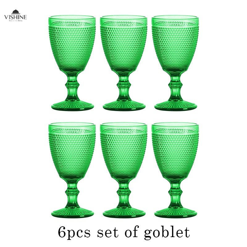 6pcsSet Crystal Dots Modern Embossed Pattern Goblet Water Goblet Glass ...