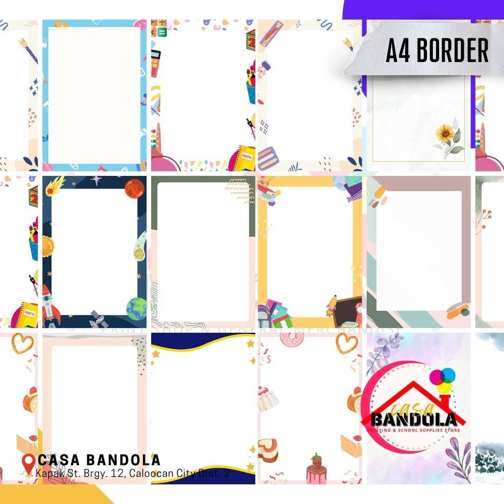 (5 sheets) A4 BORDER PAPER | New Assorted Designs tingi repacked papers ...