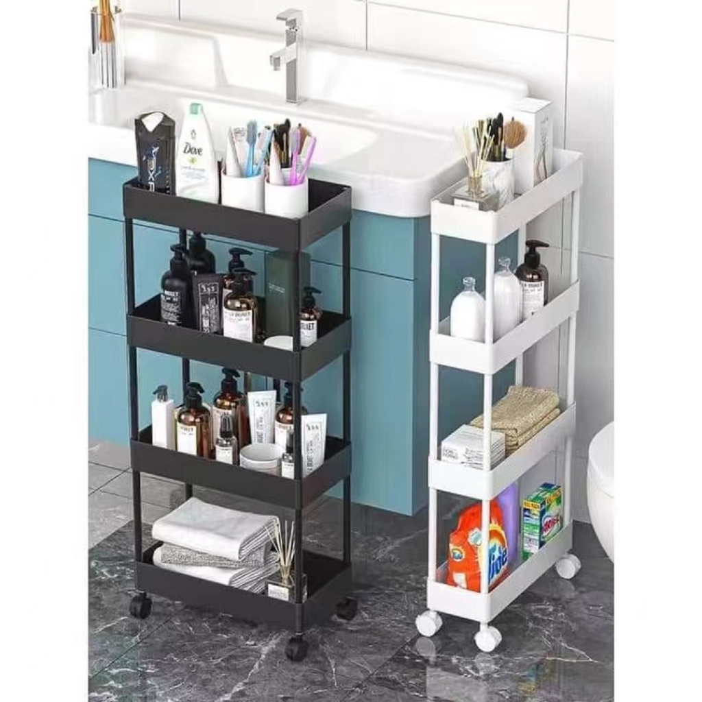 Villa 4 layer Moving Kitchen Rack Storage Utility Trolley Cart | Shopee ...