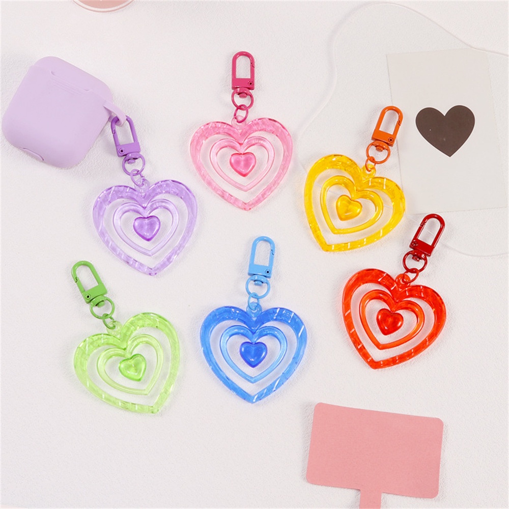 Y2k Keychain Accessories Heart Pendant Bow Car Key Chain Phone Charm