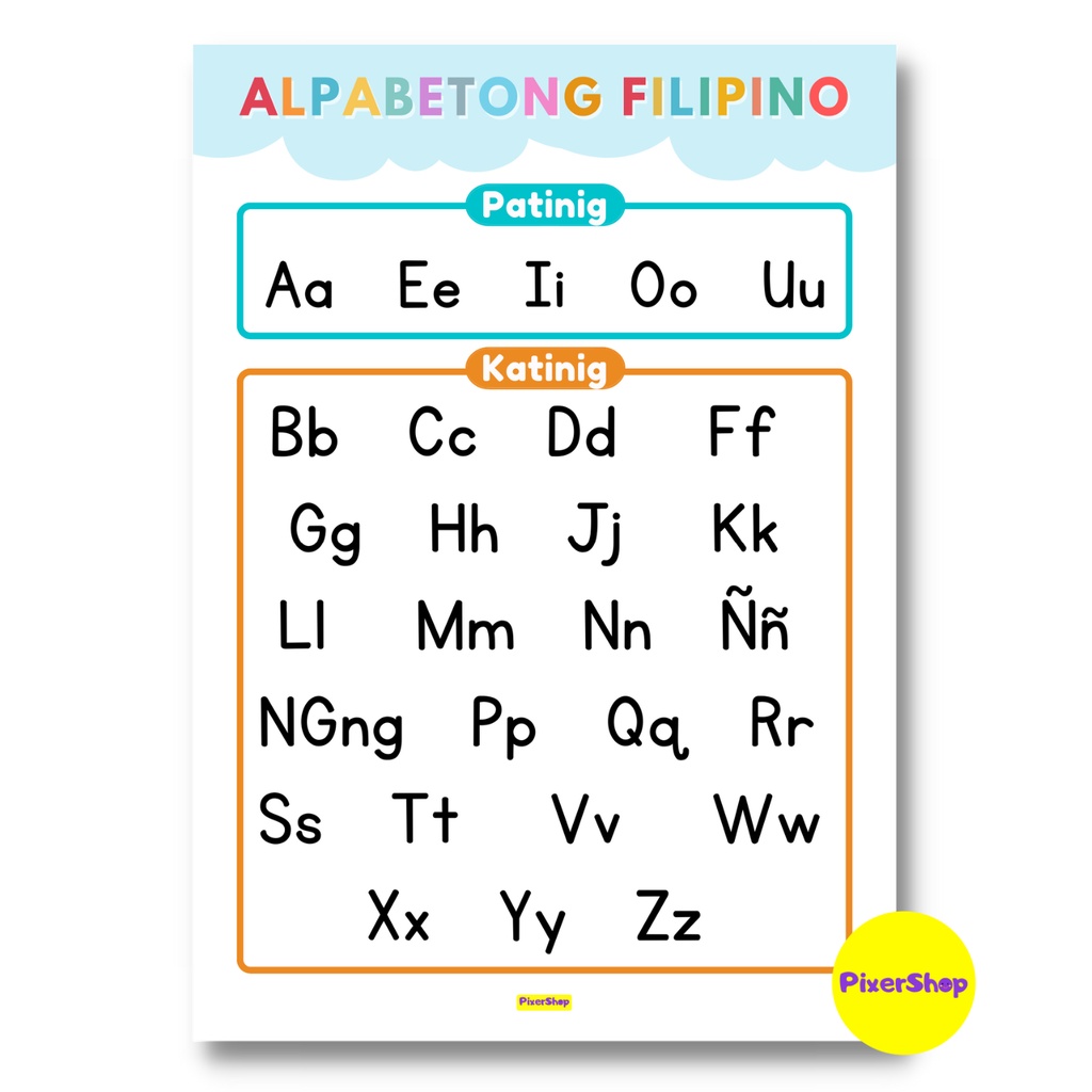 VOWELS CONSONANTS PATINIG KATINIG EDUCATIONAL LAMINATED CHARTS A4 SIZE ...