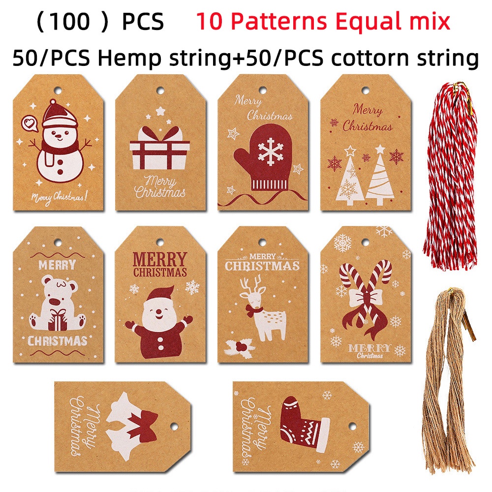 Kraft paper The new Christmas Suit【100 PCS】10 Patterns Equal mix 50/PCS ...