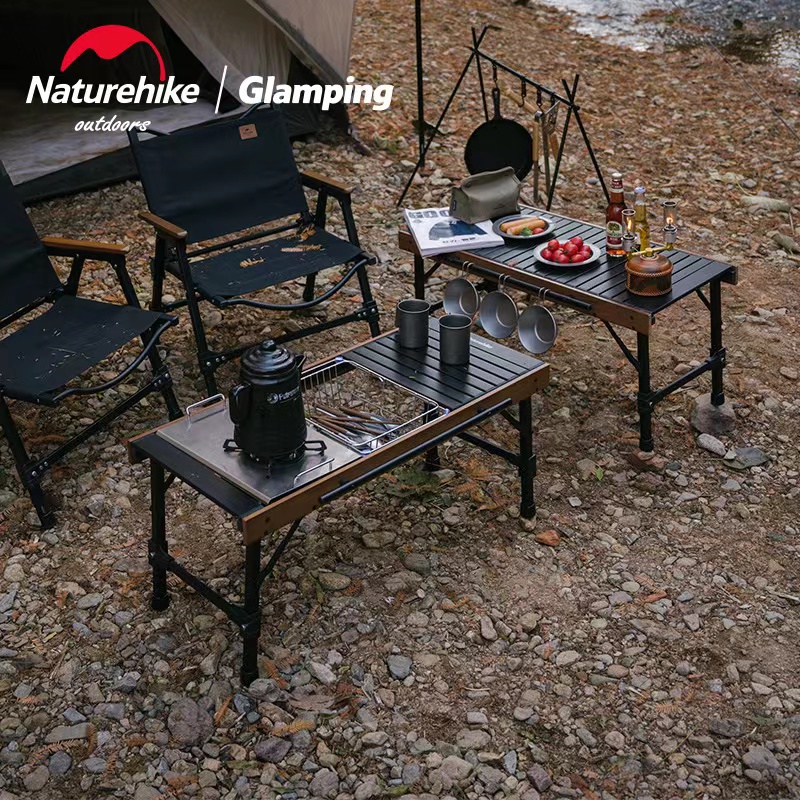 Naturehike IGT Folding Table Outdoor Portable Camping Picnic BBQ Tool  Aluminum Alloy Table Combination Cooking Table NH21JU011