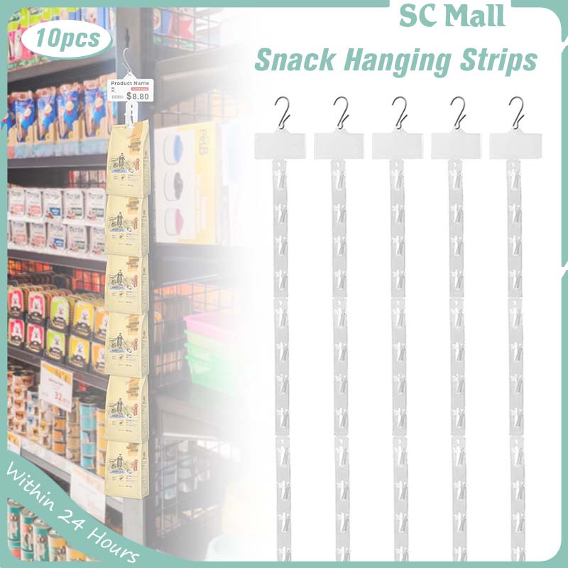 thumbnail image 2 of 10 Pack Clear PP Snack Display Strips - 12 Station Hanging Rack For Gridwall, Pegboard 2 of 6