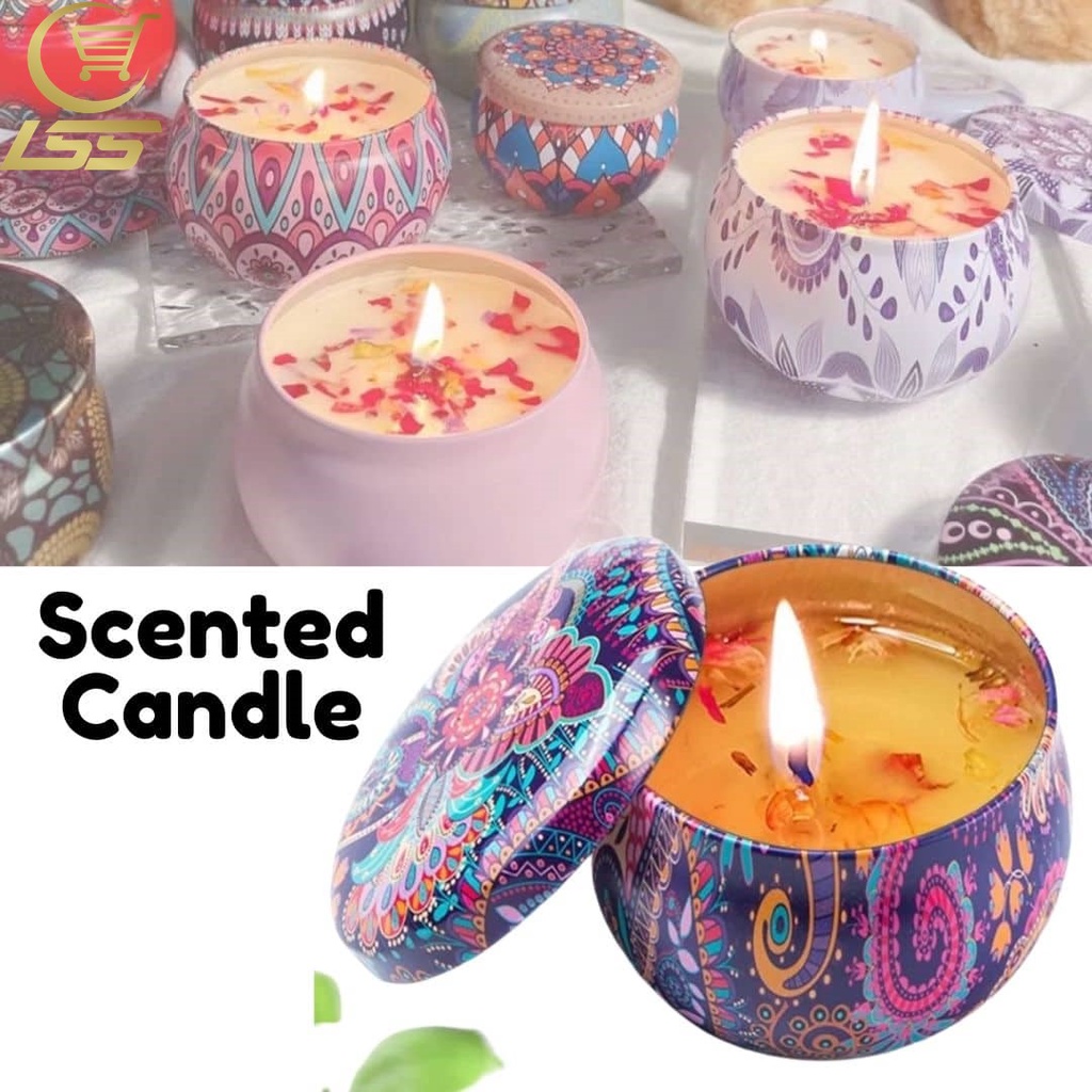 Efeq Scented Candles Aromatherapy Dried Petal Scented Candle Tin Box