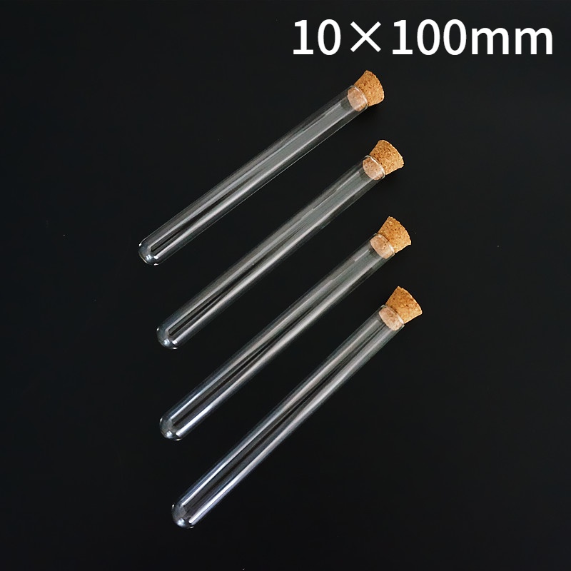 48pcs/lot 10x100mm Clear Glass Round Bottom Test Tubes With Cork