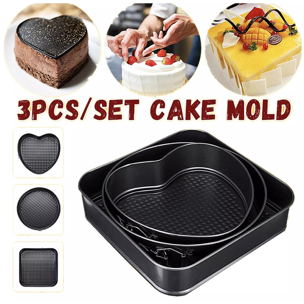 3in1 heart cake mold set 3tier layer baking pan cake molding Shopee