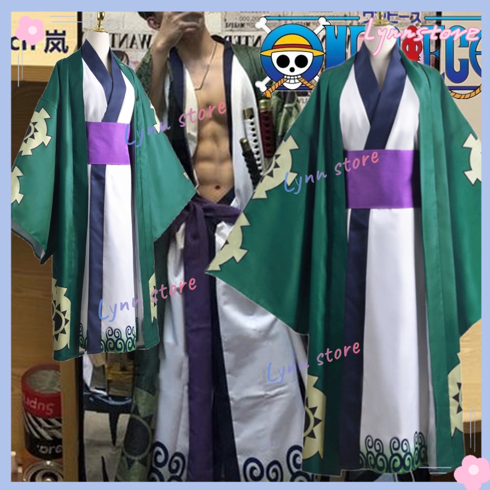 Anime One Piece Roronoa Zoro Cosplay Costume Green Printing Outer ...