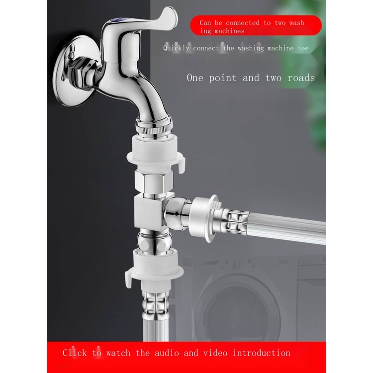 Washing machine faucet water divider oneintwoout threeway inlet