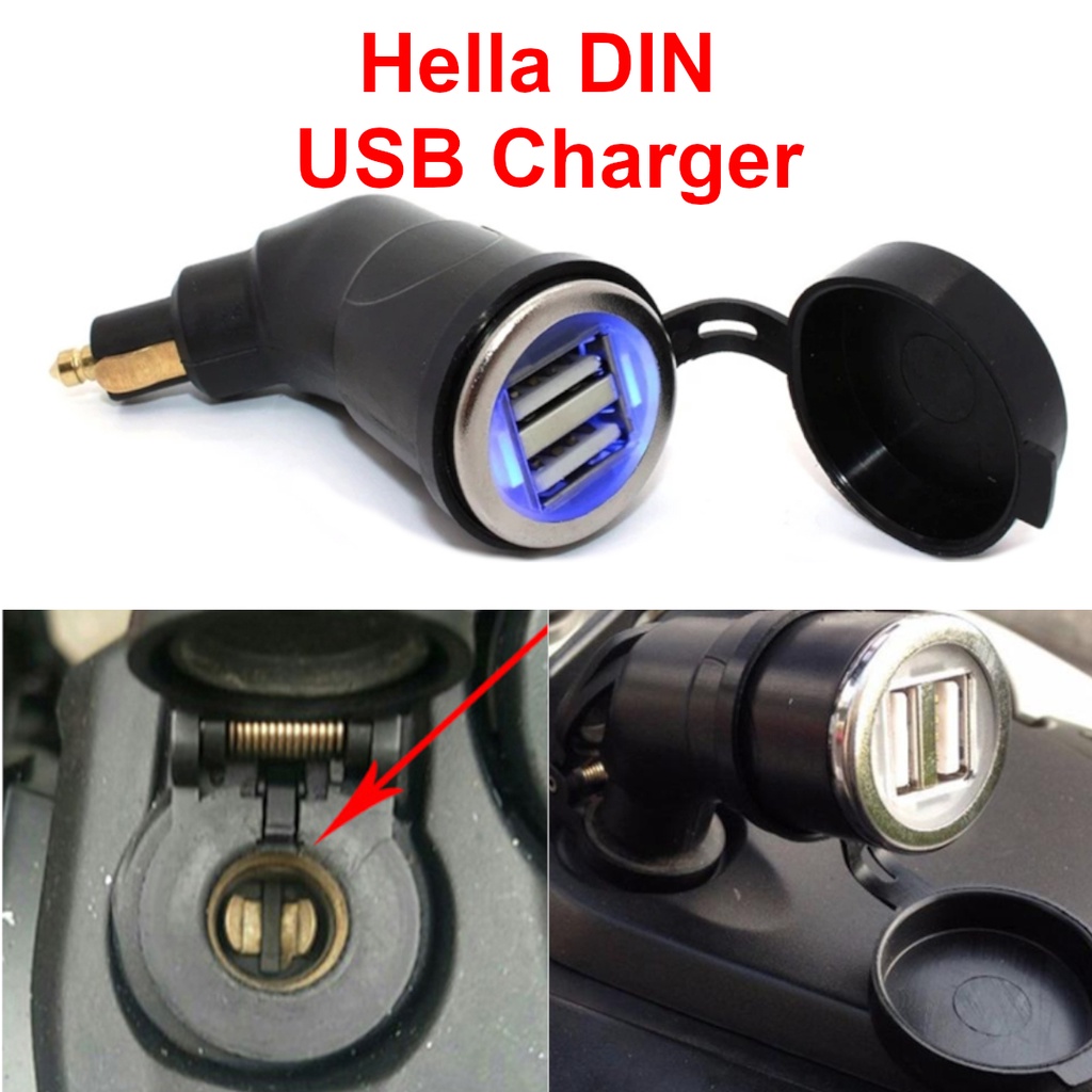 3.3A Motorcycle Dual USB Charger Power Adapter Waterproof Curved LED ...