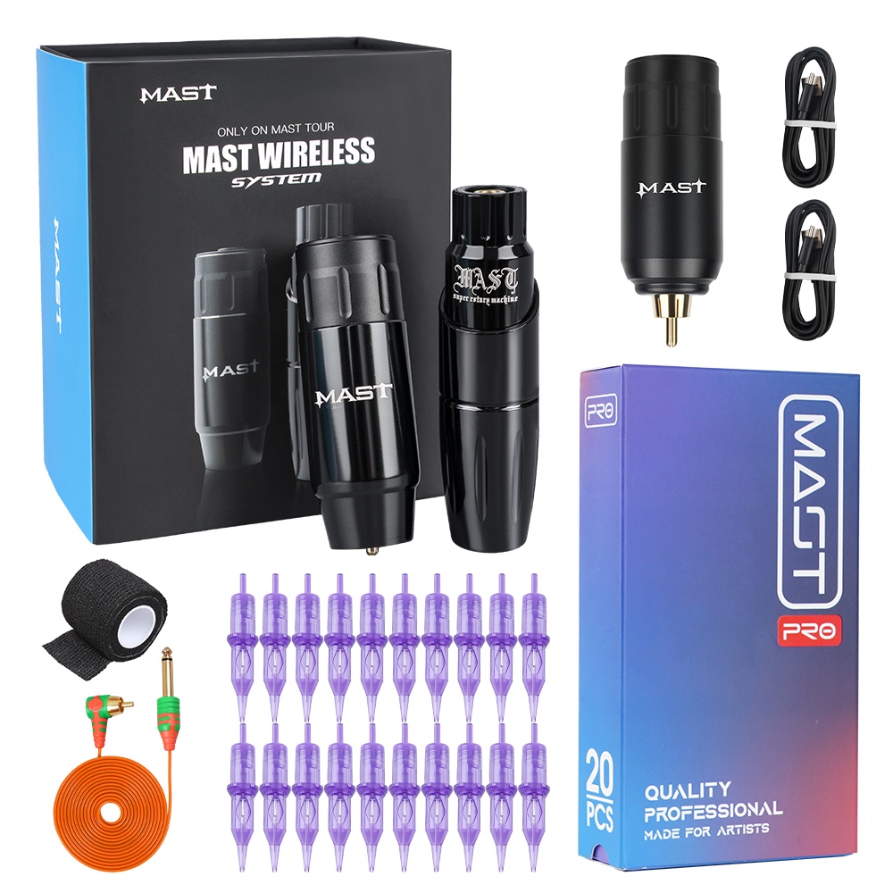 Mast Tattoo Rotary Pen Machine with Two Mast Wireless Batteries Power ...