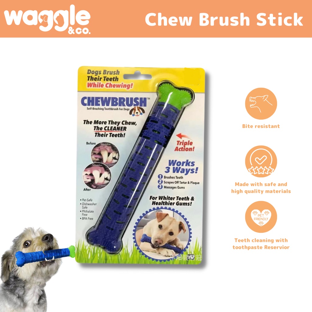 Waggle Co. Chew Brush Stick Pet Dog Cat Teether Toothbrush Toy Teeth Cleaner Shopee Philippines
