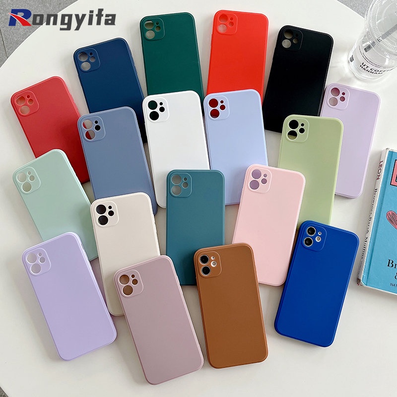 For Huawei P40 Pro P40 Lite 4G P30 Pro Square Soft TPU Candy Color Silicone  Case Shockproof Phone Case Cover