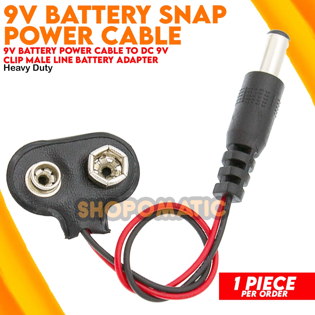 🟧 9V Battery Power Cable To DC 9V Clip Male Line Battery Adapter 🟧 ...