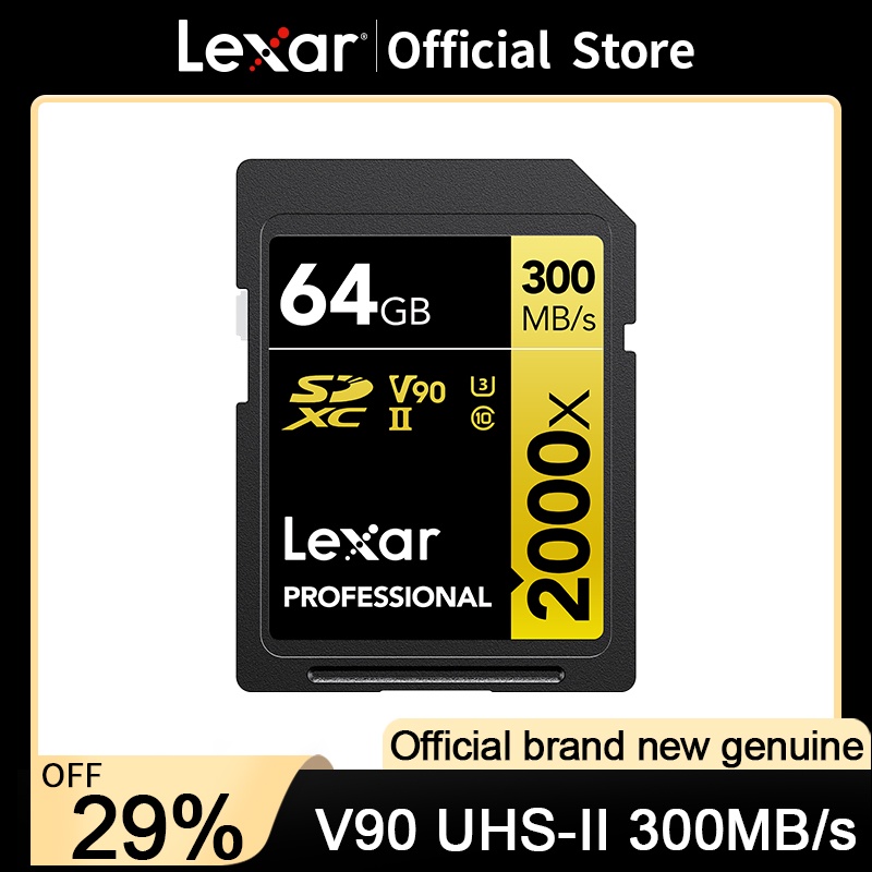 Lexar SD Card Gold Series 2000X V90 Class 10 U3 UHSII 32GB 64GB 128GB
