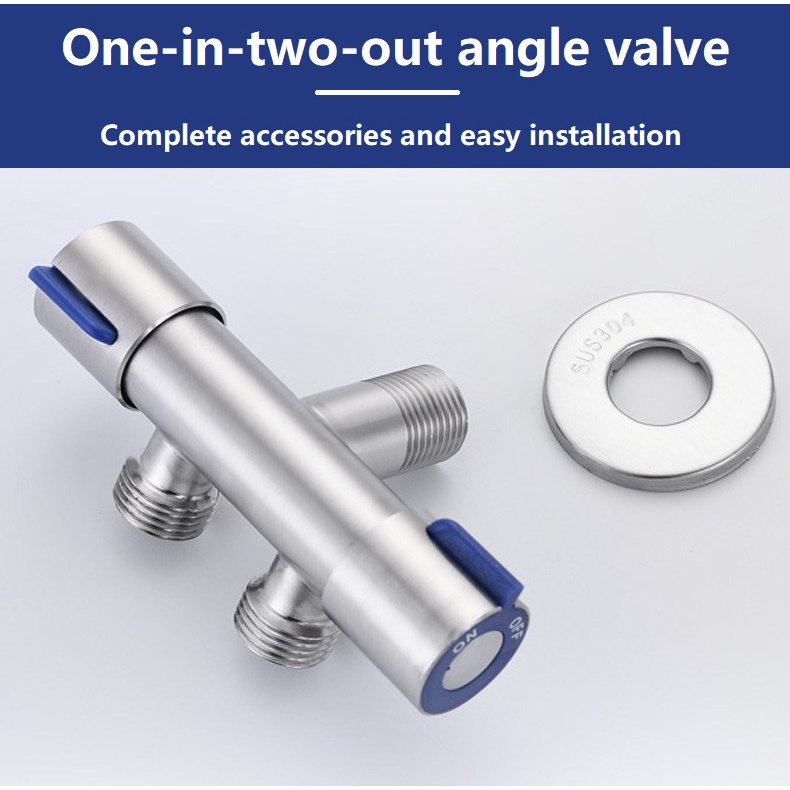 304 Stainless Steel Two Way Angle Valve 12 Angle Valve With Ring Cover For Faucet Toilet Set 5445