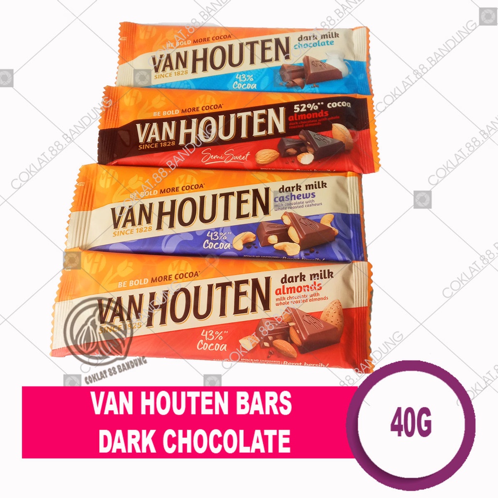 Van HOUTEN CHOCOLATE 40GR DARK CHOCOLATE, VAN HOUTEN CHOCOLATE Bar 40GR