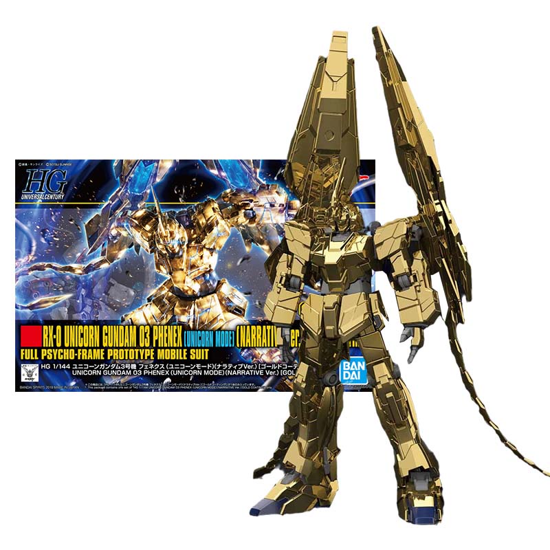 Bandai Original Gundam Model Kit Anime Figure HG RX-0 Unicorn 03 Phenex ...