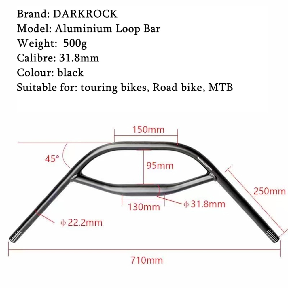 31.8*710mm Bicycle Handlebar Loop Bar High Quality Aluminium Alloy