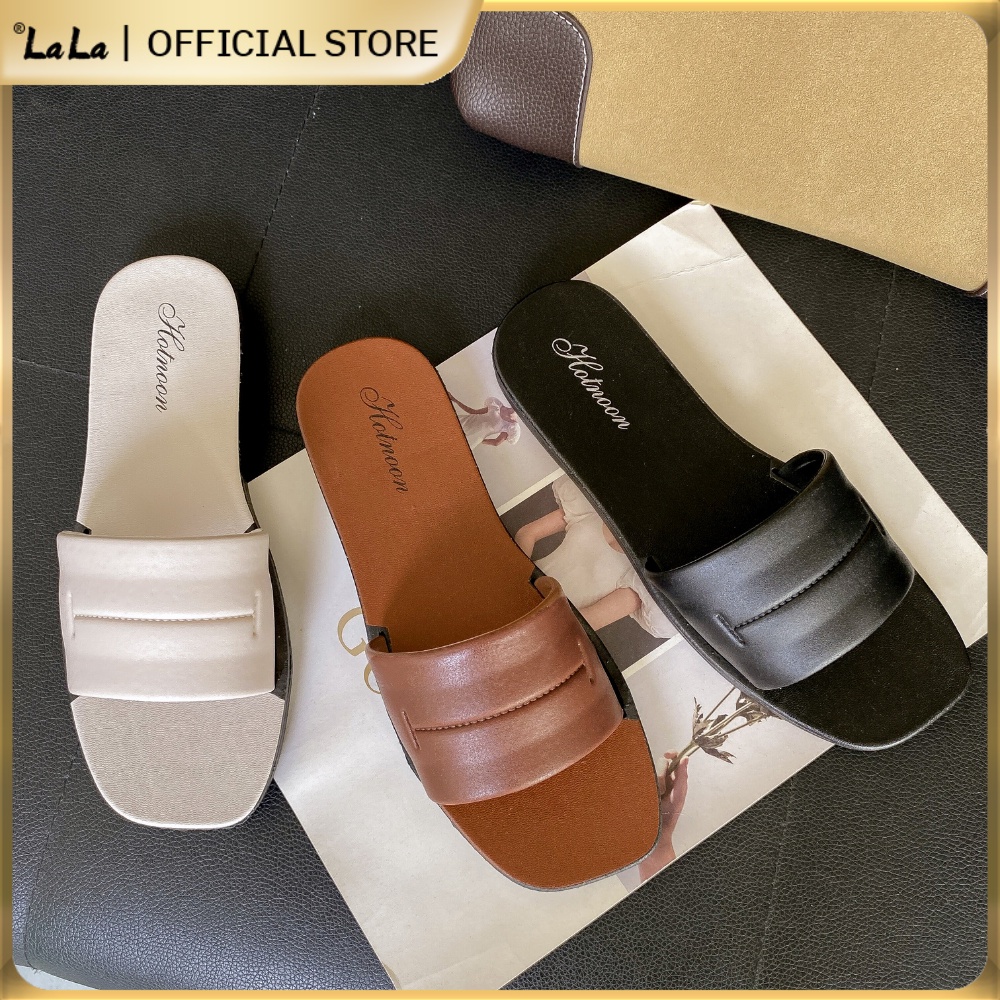 【LaLa】Slide slipper simple elegant trend shoe flat slip on footwear for