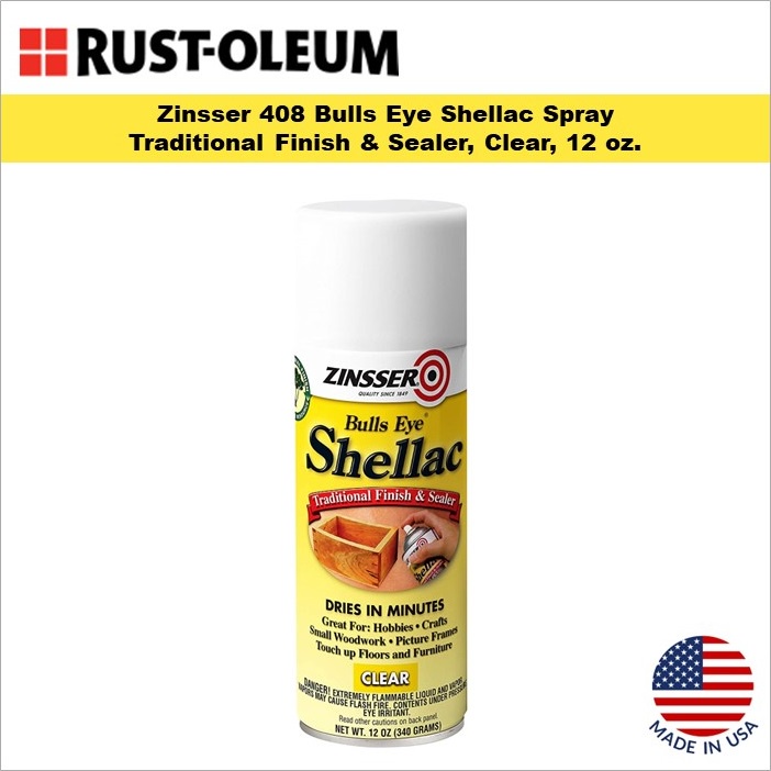 RustOleum Zinsser 408 Bulls Eye Shellac Spray, Clear, 12 oz. Shopee