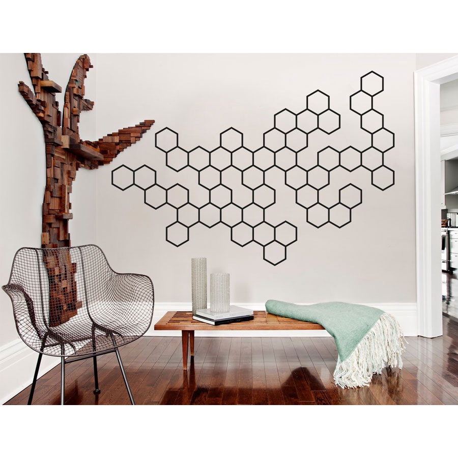 Hexagon Geometric Wall Art Honeycomb Shape Office Living Room Decor ...