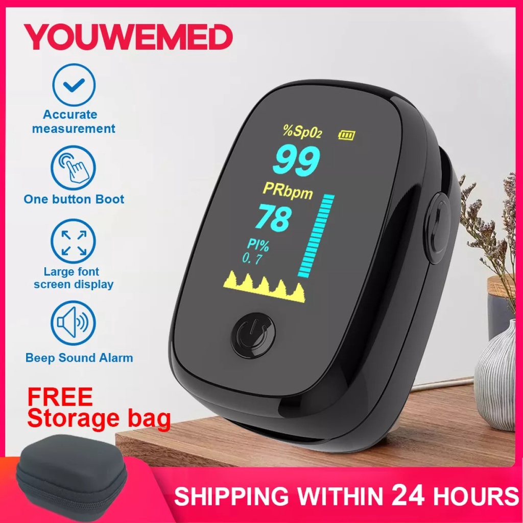 YOUWEMED Pulse Oximeter Fingertip Clip Oxygen Monitor Pulse Rate Meter