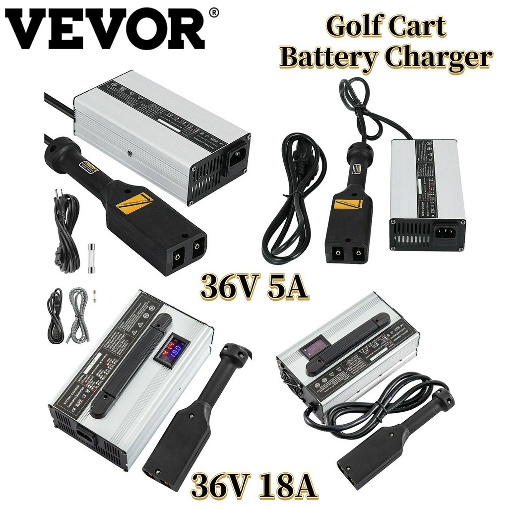 VEVOR 36V 5A / 18A Golf Cart Battery Charger D Type Plug 2 LEDS Lead ...