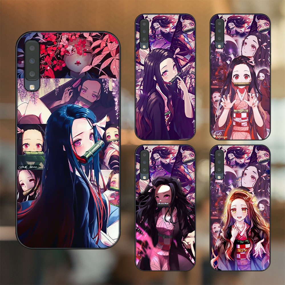 Samsung A7 2018 case with black border printed with Nezuko Demon Slayer ...