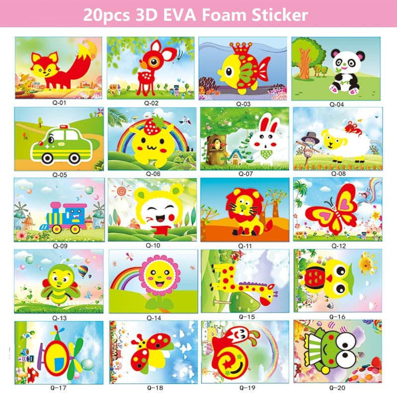 20pcs DIY 3D EVA Foam Sticker Kid Cartoon Animals Hand Craft Art Toy ...