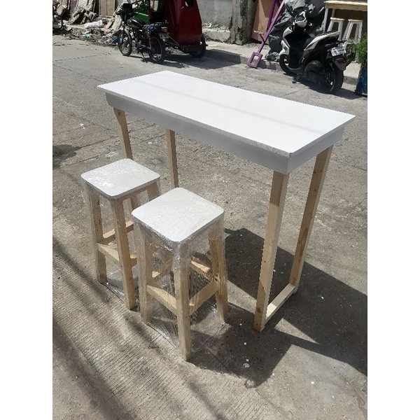 wooden high table and chair set Shopee Philippines